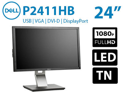 مانیتور Dell P2411HB برند دل سایز 24 اینچ استوک کیفیت FHD