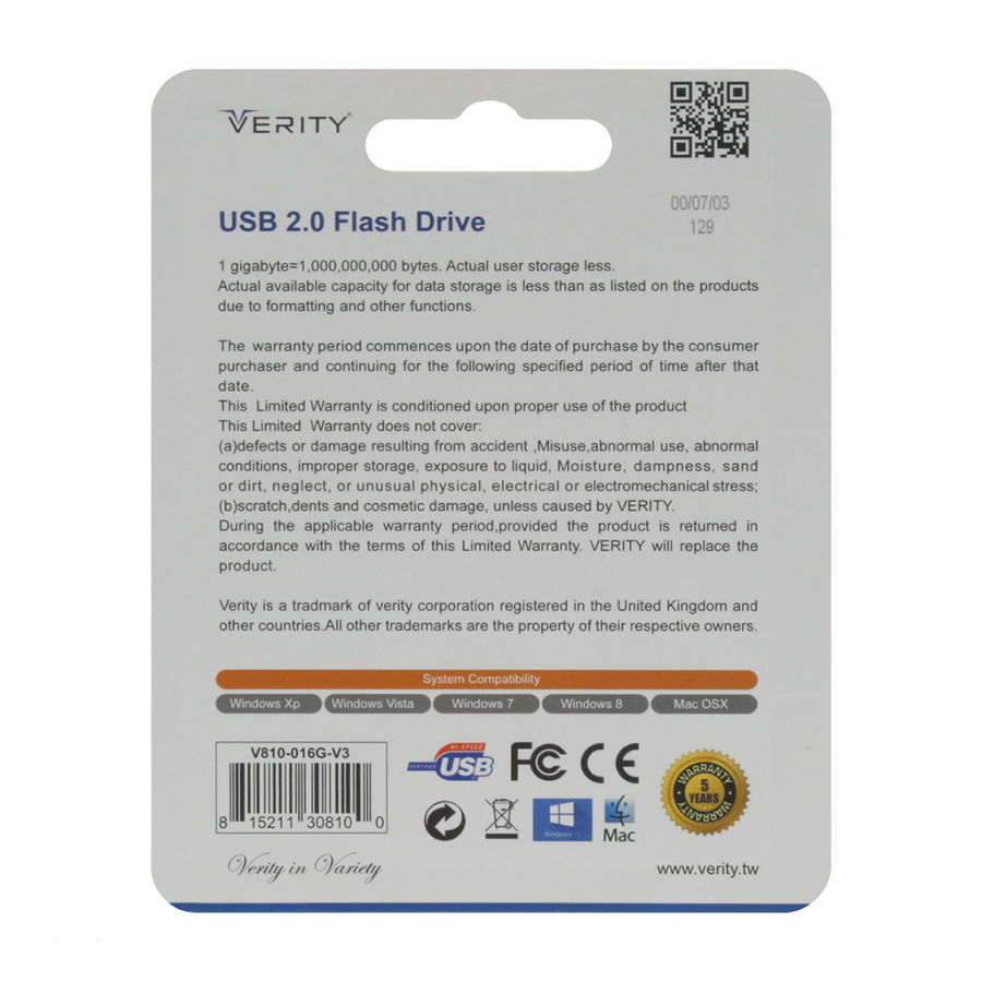 فلش مموری وریتی مدل V810 USB2.0 ظرفیت 16 گیگابایت